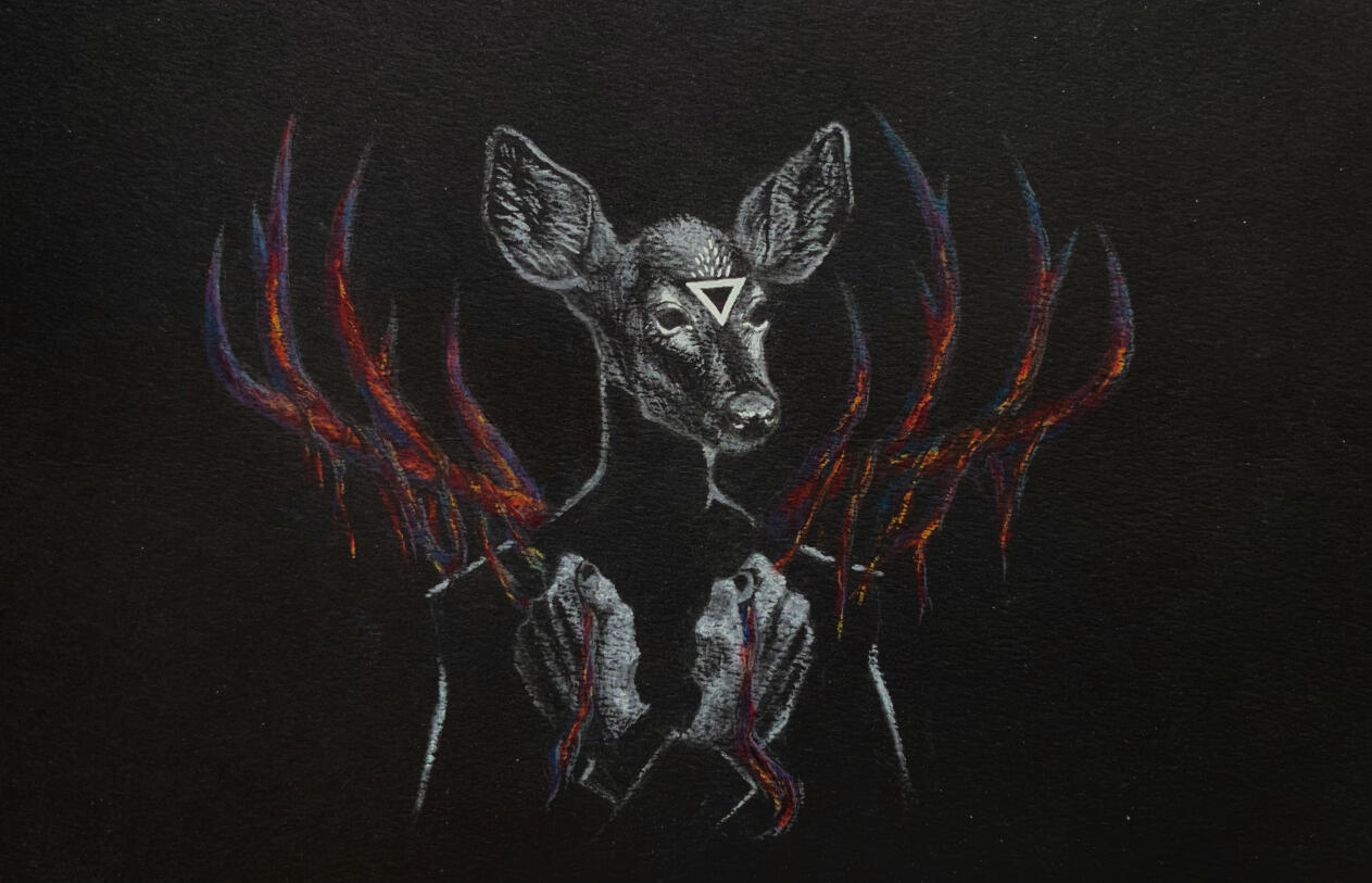 unrest [2023, chalk pastel and colored pencil on paper]